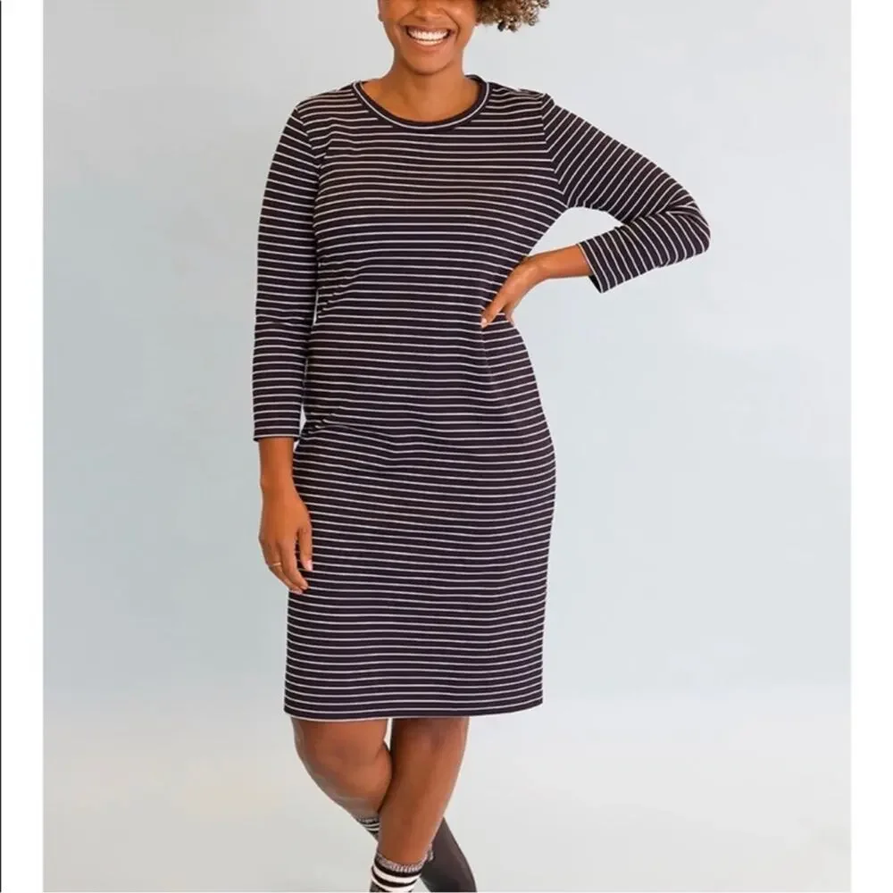 Sonnet James Reese A Play Dress Shirtdress Stretch Gray Black Striped Size XS
